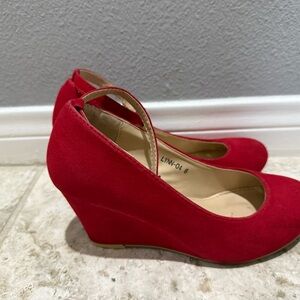 Elegant Red Wedge Heels